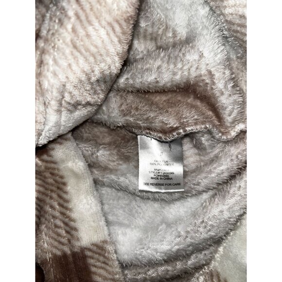 Pink Rose Womens Plush Front Zip Sleep Hoodie Size S Buffalo Check Lounge - Picture 10 of 10